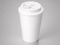 Пластиковый стакан Take away с двойными стенками и крышкой с силиконовым клапаном, 350 мл, белый