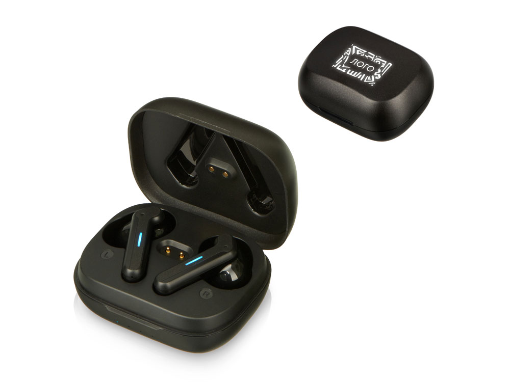 Беспроводные наушники с шумоподавлением c подсветкой лого «Lites», черные (Р)