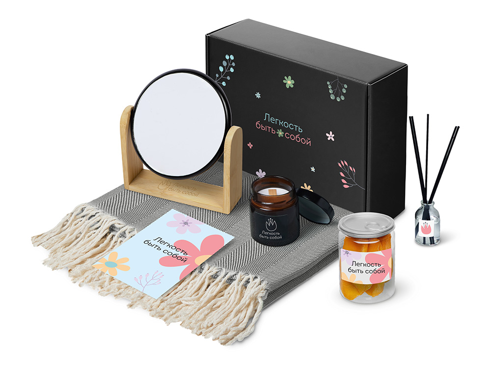 Подарочный набор «Re:f. Shelter»  с пледом, зеркалом, свечой и диффузором