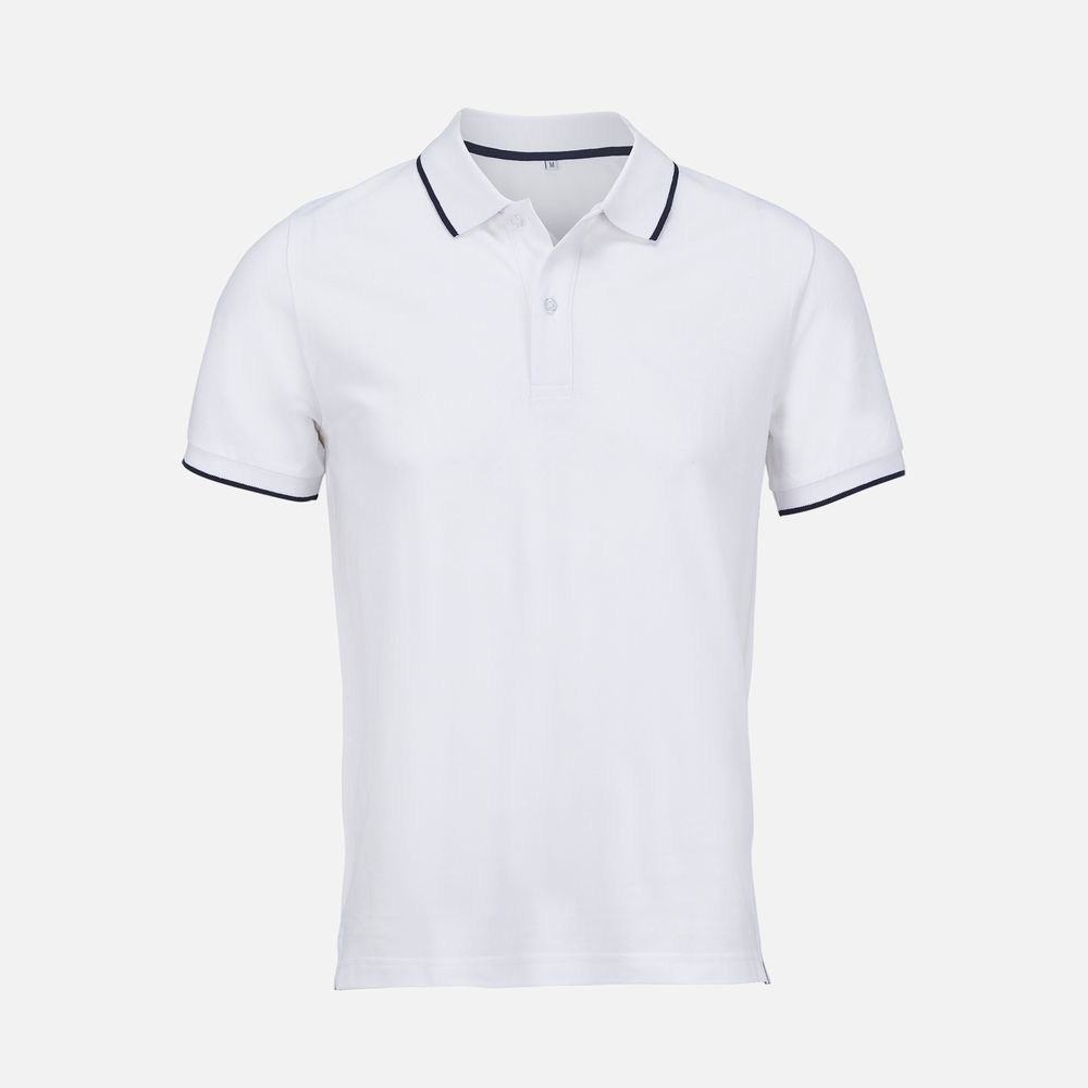 Рубашка поло унисекс Palermo, белая с темно-синим