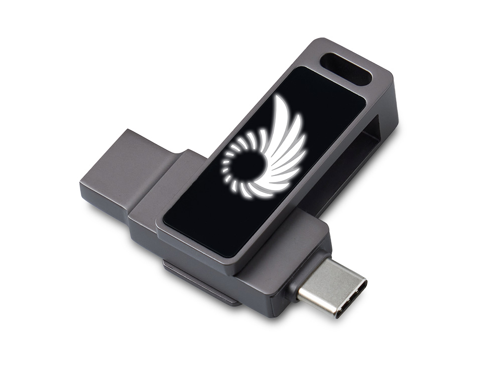 Флешка 32 ГБ USB Type-C и USB 3.0 с подсветкой лого «Спинлайт»